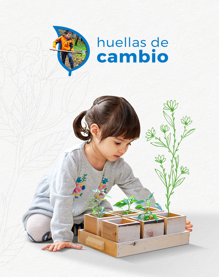 Niña sembrando plantas