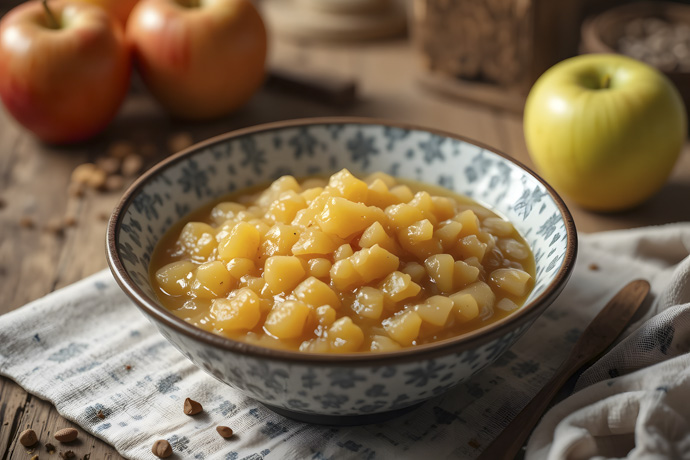 Compota de manzana para la dieta para Helicobacter pylori.